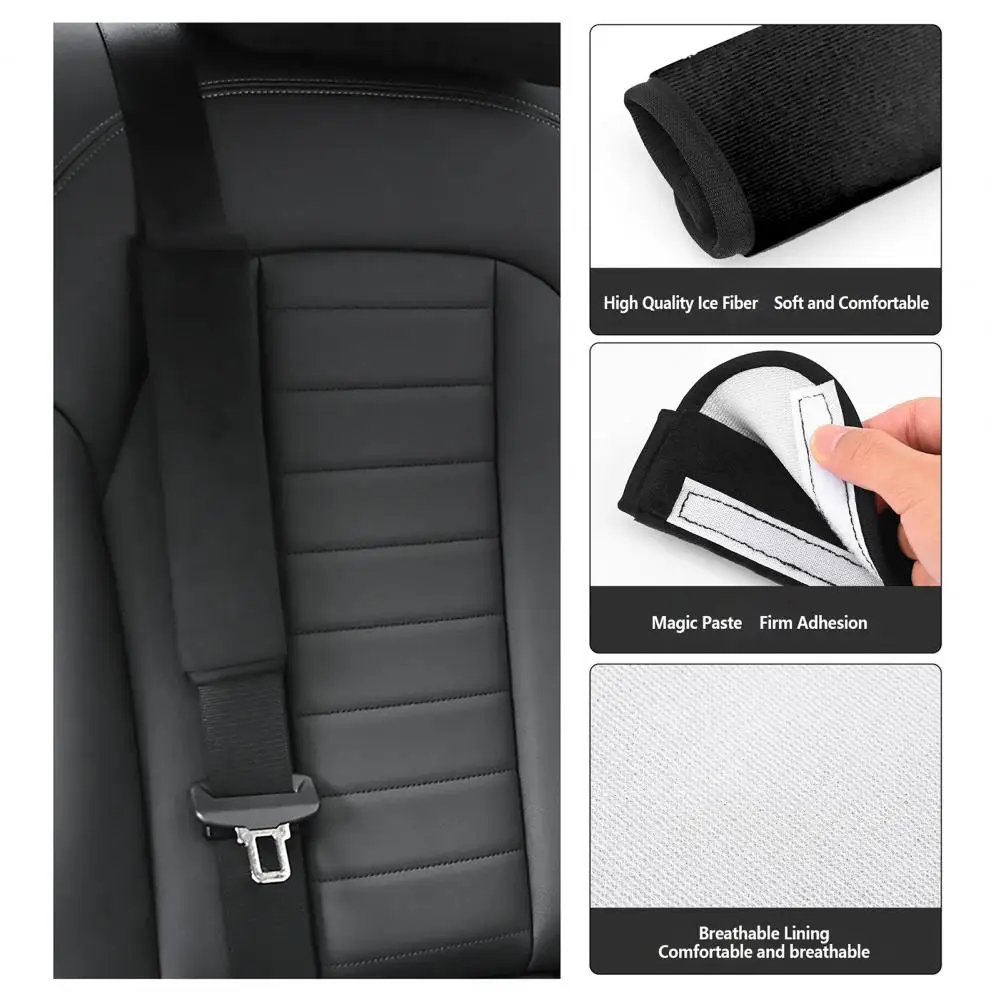 1 Pair Excellent Seat Belt Cushion  Breathable Wear-resistant Seat Belt Pad  Fine Stitching Seat Belt Shoulder Pad