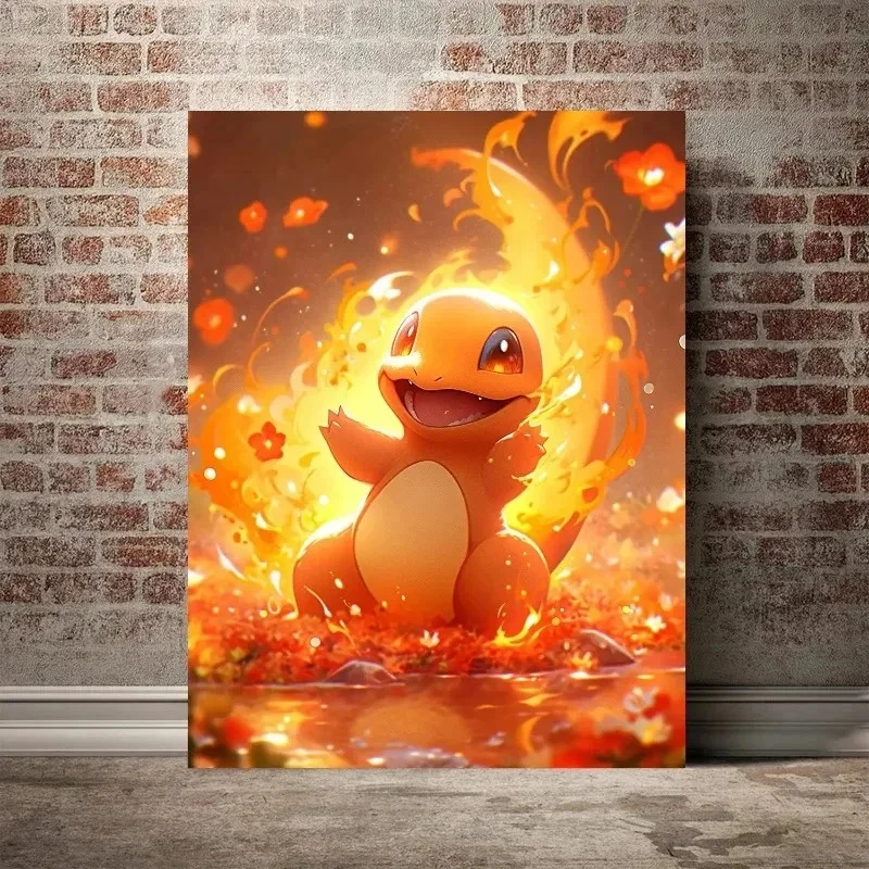 Pokemon Cartoon Anime Canvas Painting Charizard Charmander Poster Print Mural Picture Wall Art Children Room Decor Gifts Cuadros