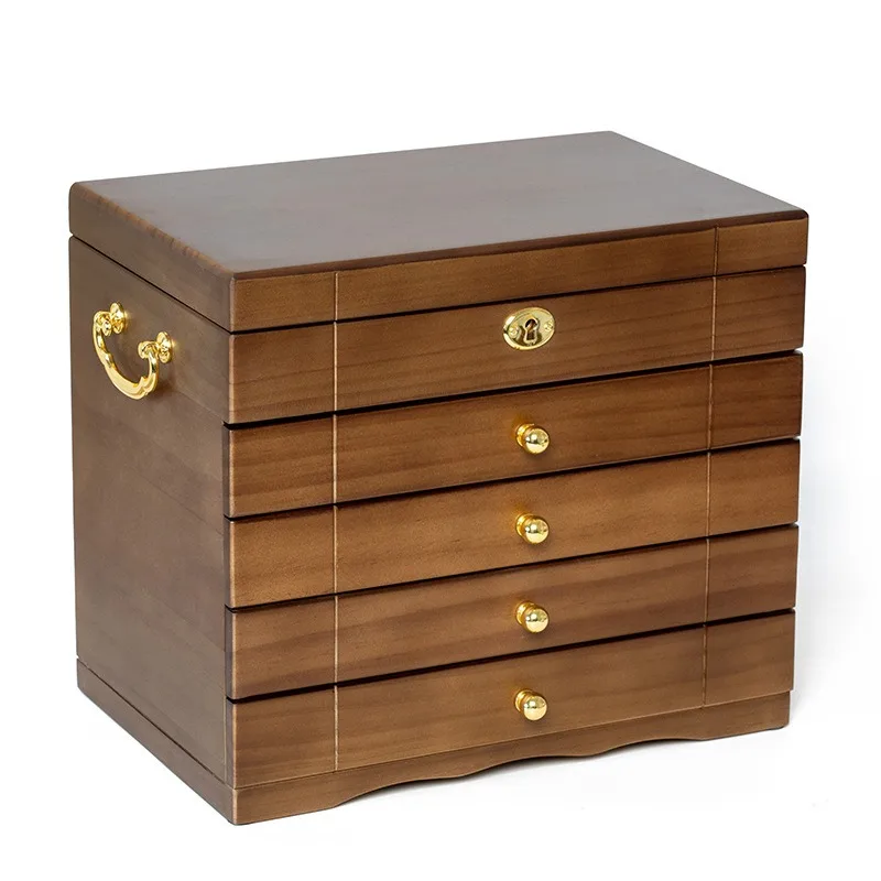 For storage box, high-end exquisite necklace with  earrings, rings, wooden jewelry box.