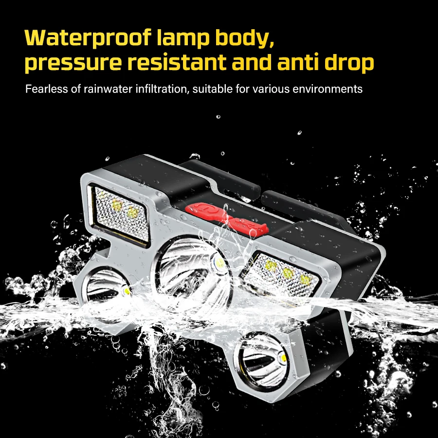 5 LED Headlamp Strong Light Headlight Built in 18650 Battery USB Rechargeable Outdoor Camping Fishing Adventure Head Flashlight