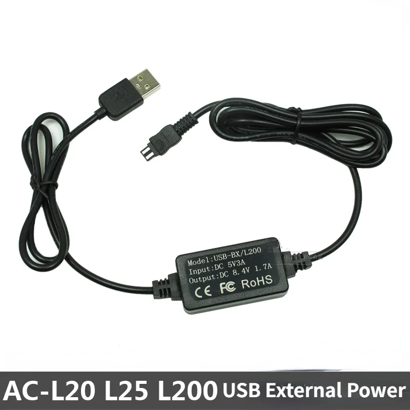 1Pcs USB external power cable for SONY Camcorder AC-L200 L20 L25B