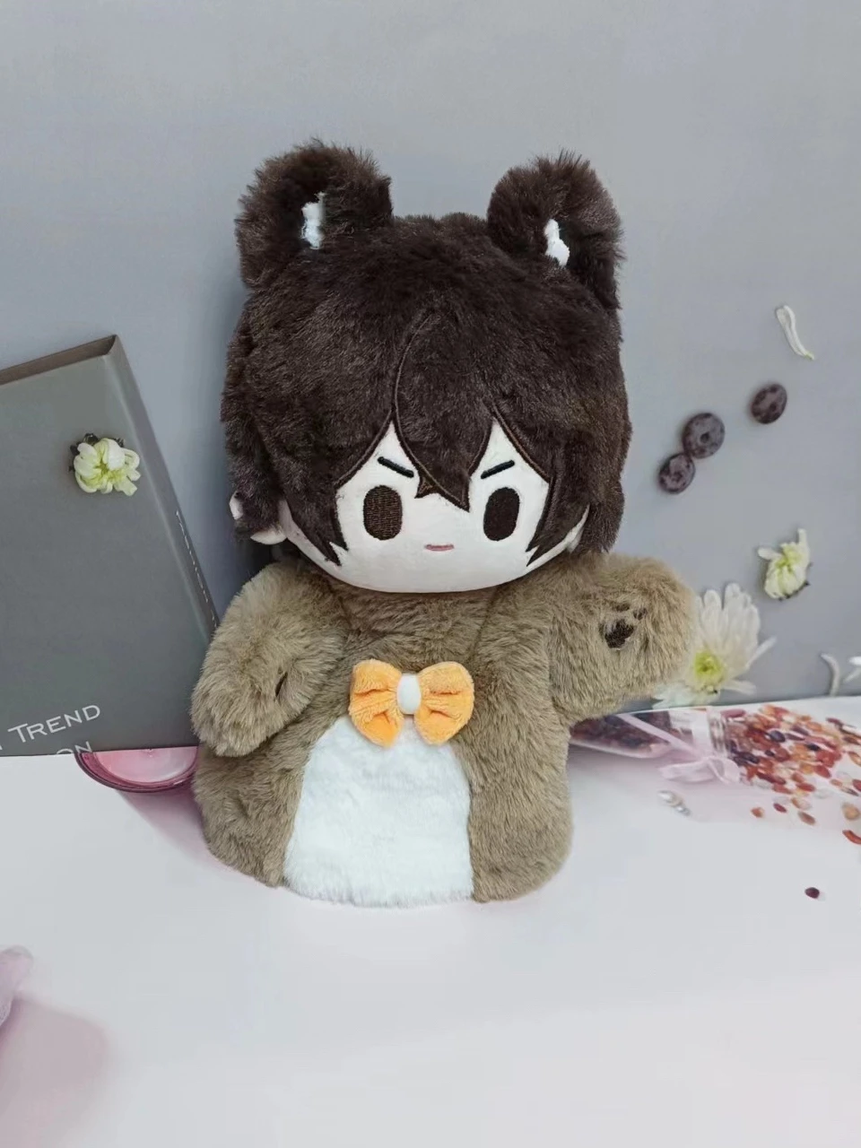 Anime Bungo Stray Dogs Nakahara Chuya Dazai Osamu Cosplay Hand Puppet Cotton Doll Furry Adorable Cartoon Delicacy Individuality