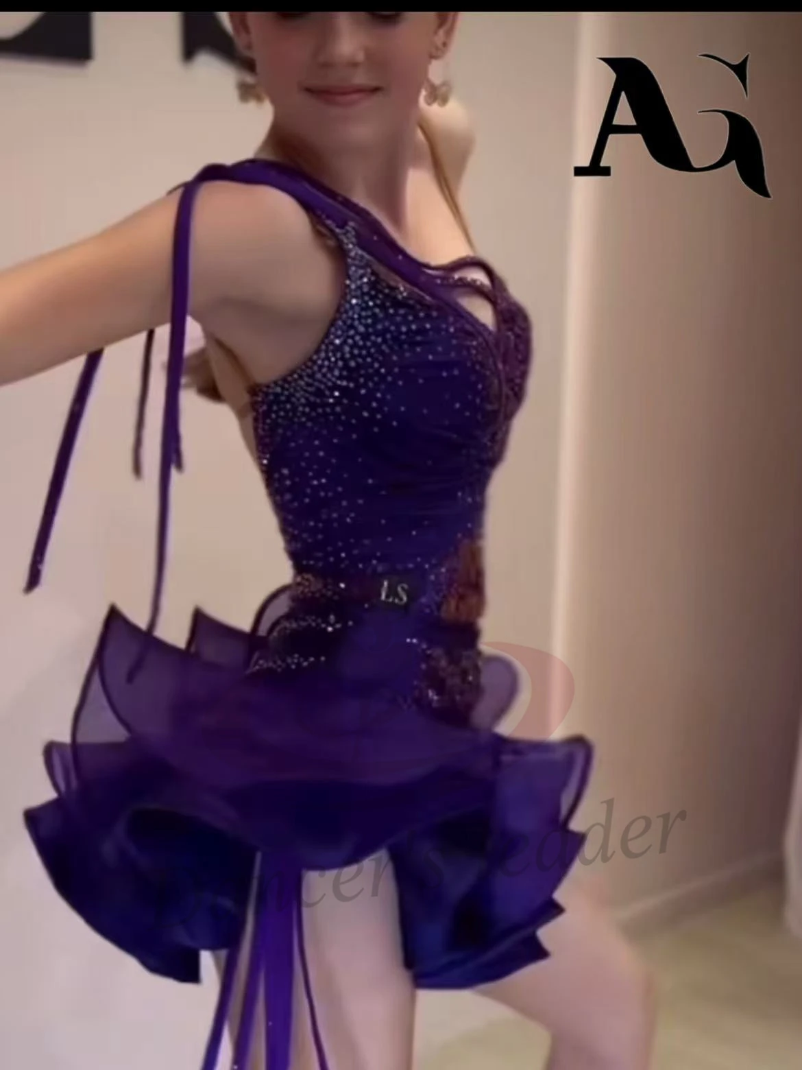 Costume de danse latine AB Stone pour femmes et enfants, haut de gamme, personnalisé, petit ange, jupe moelleuse, robe de Samba de piscine noire