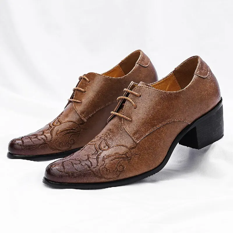 

Business Men Height-increasing Brogue Shoes Men High-heeled Comfortable Breathable Fashionable Leather Shoes Banquet Shoes Men