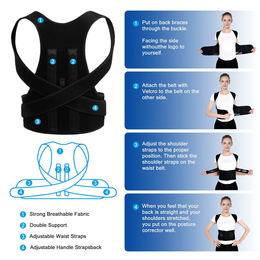 Back Brace Posture Corrector for Women & Men Back Lumbar Support Shoulder Posture Support for Improve Posture & Back Pain Relief