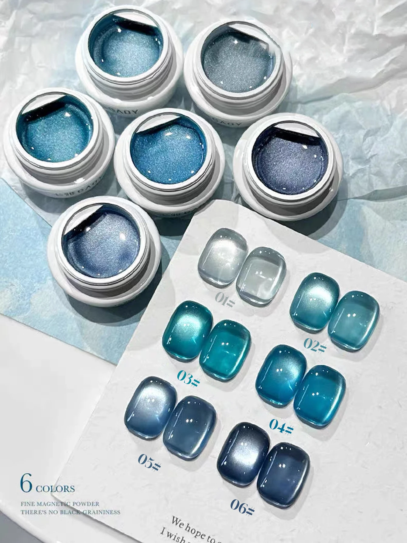 Uv Whitening Kit - 1-6pcs 15ml Blue Cat Eye Gel