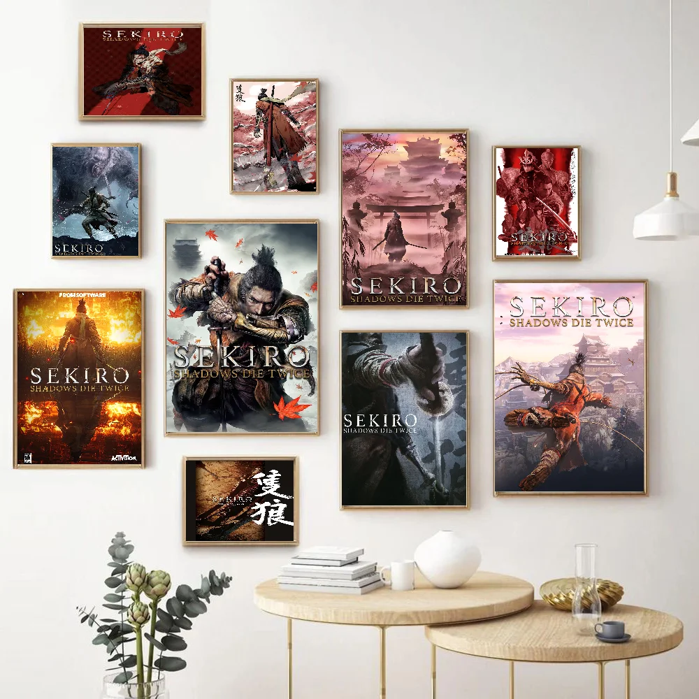 Gmae Sekiro Shadows Die Twice DIY Sticky Poster Waterproof Paper Sticker Coffee House Bar Home Decor