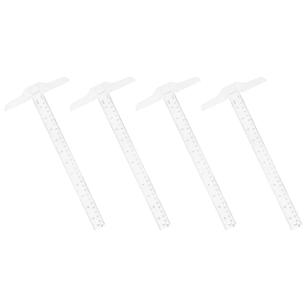 4Pcs Transparent T Shaped Ruler Professional Drafting Ruler for Architecture Engineering Art Drawing Precision Measuring Tool
