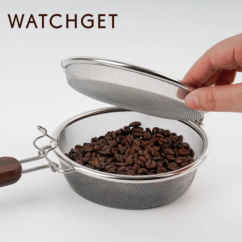 watchget 50-100g Stainless Steel Coffee Bean Baking Net Durable Washable Coffee Bean Roaster Wire Mesh Net