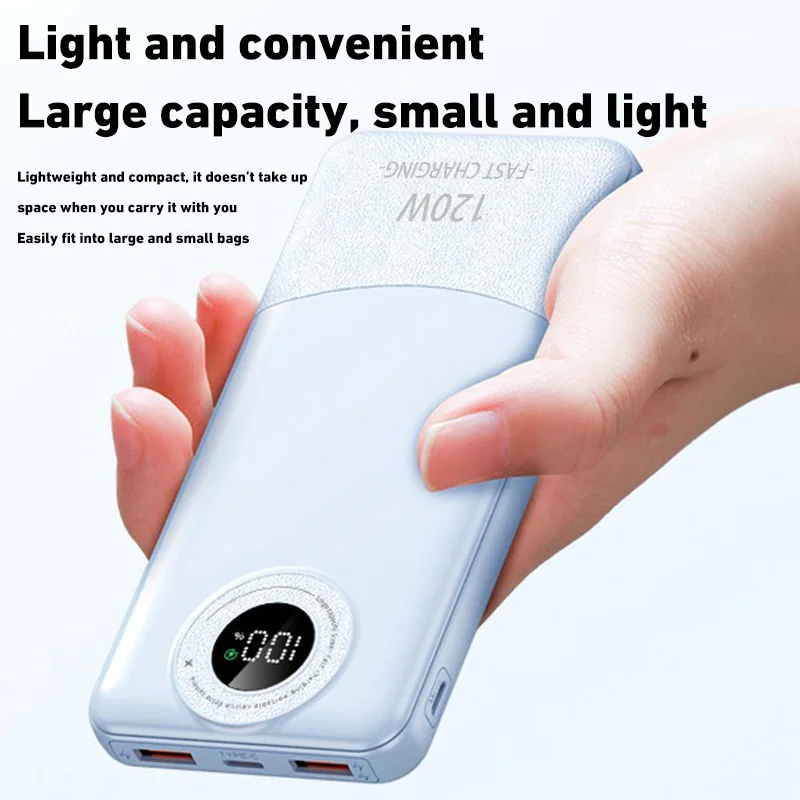 50000mAh PD20W Super Fast Charging Power Bank Digital Display Large Capacity Portable Waterproof Outdoor Charging Equipment