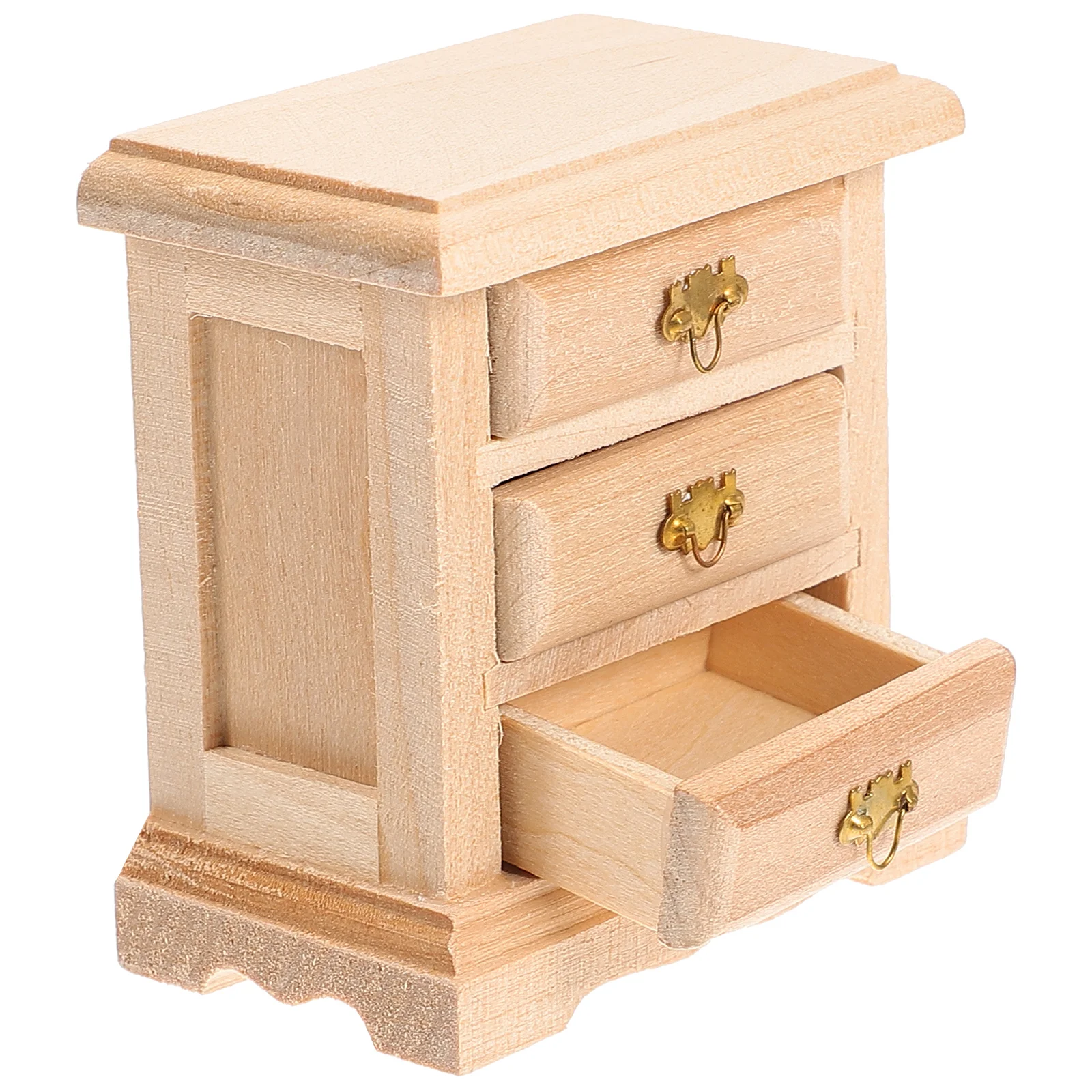 Mesa de noche en miniatura, modelo de muebles, Mini muebles para casa, mesita de noche, modelo de mesa de noche de madera, 1 ud.