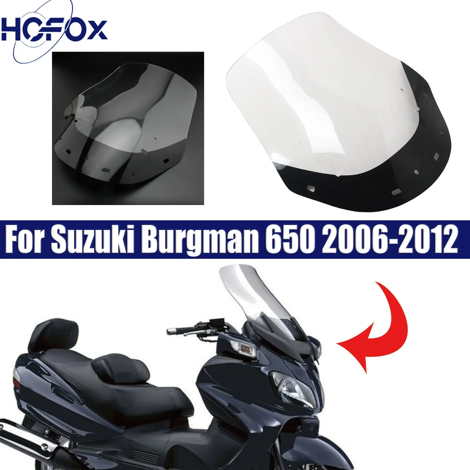 

Windshield Front Windshield Modified Heightened Transparent For Suzuki Burgman 650 2006 2007 2008 2009 2010 2011 2012