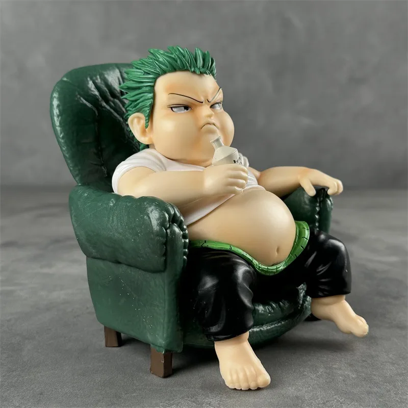 Anime One Piece Fatty Roronoa Zoro Drinks Pvc Action Figurine Desktop Model Figure Ornaments Toys Gifts Decoration Doll Statue