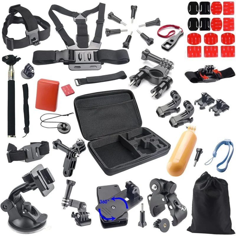 Fhx-b28d vendita calda per GoPro Set di accessori per fotocamere panoramiche a 360 gradi pacchetto combinato 47-in-1