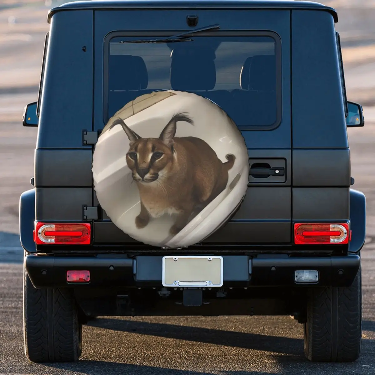 

Floppa Cute Meme Spare Tire Cover Case Bag Pouch Funny Caracal Cat Wheel Covers for Mitsubishi Pajero 14 15 16 17 Inch