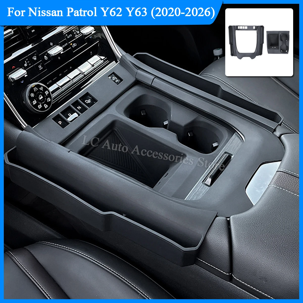 

For Nissan Patrol Y63 (2025-2026), Y62 (2020-2025 Models), Central Console Storage Mat, Silicone Cup Holder, Silicone Storage Pad, Interior Protection Accessories