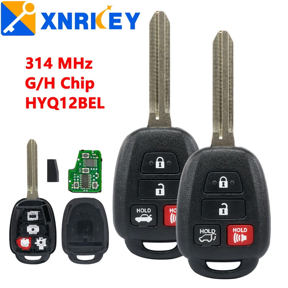 

XRNKEY Автомобильный Дистанционный ключ для Toyota Camry 2012-2016 Corolla 2014-2017 HYQ12BEL G H чип 314,4 МГц, замена ключа