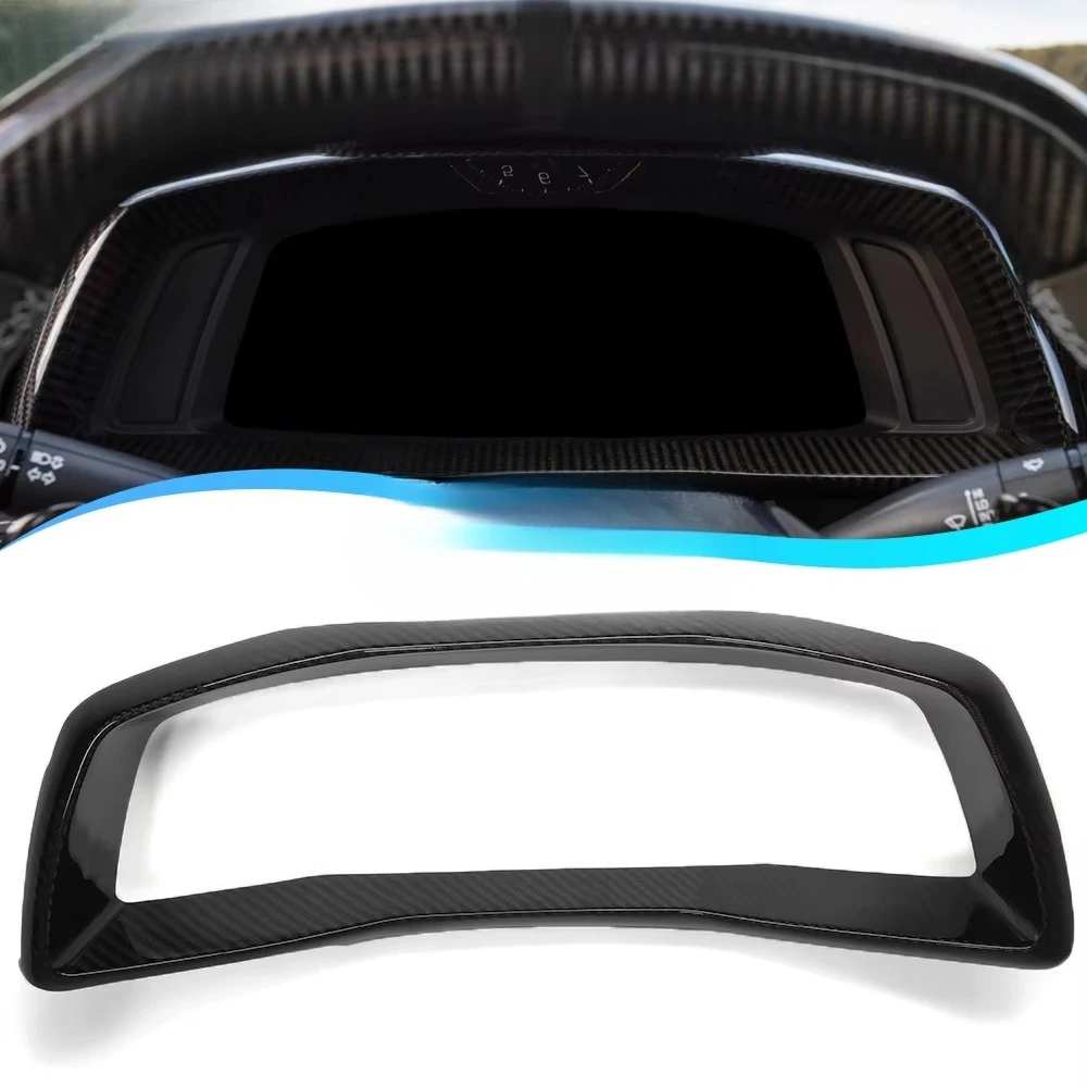 اكسسوارات السيارات ل كورفيت C8 Z51 Z06 2020 - 2023 ألياف الكربون الحقيقية لوحة القيادة غطاء إطاري الكسوة