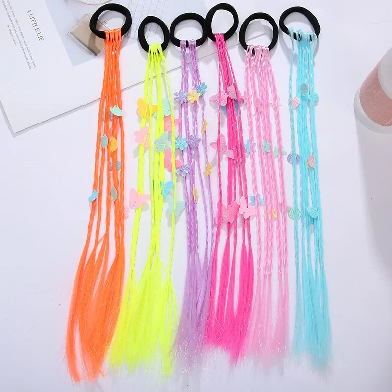 New Korean Fashion Kids Wig Braids Girls Dirty Braid Hair Rope Children Gradient Barrettes Headwear Baby Kids Hair Accessories