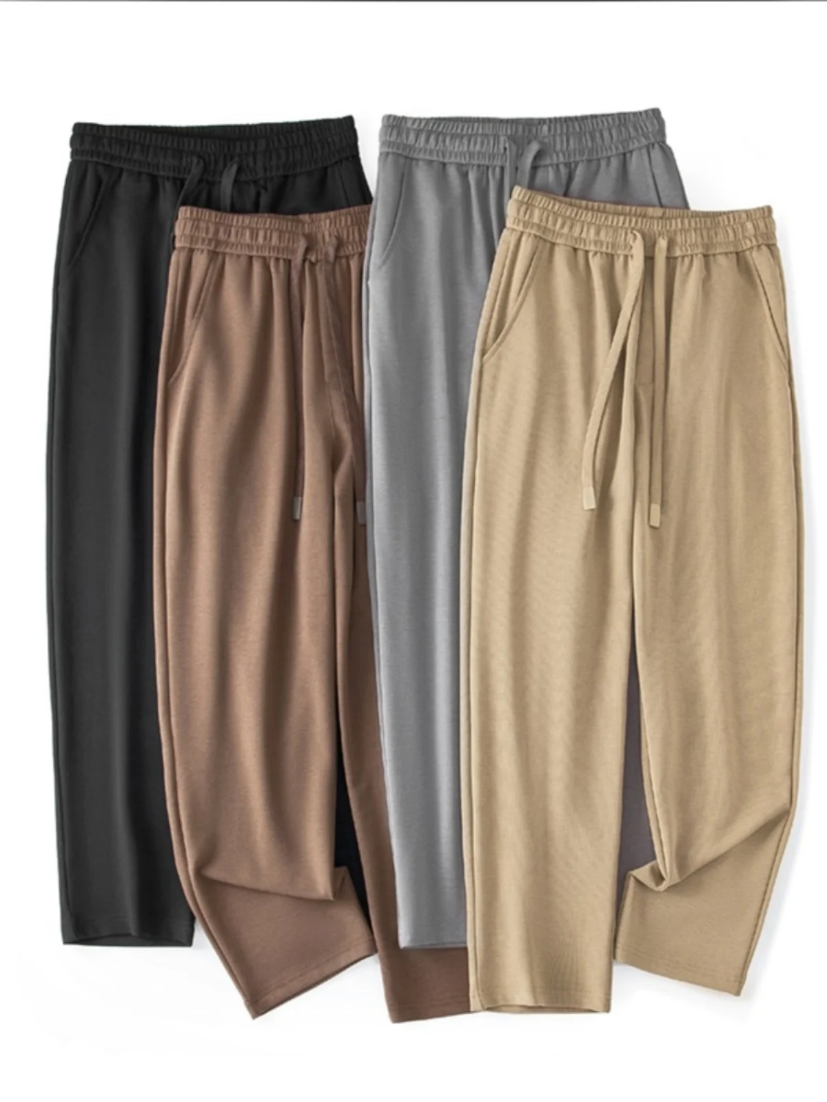 

Мужские весенне-летние новые повседневные брюки свободного покроя, эластичные брюки из ледяного шелка с кондиционером, прямые длинные брюки