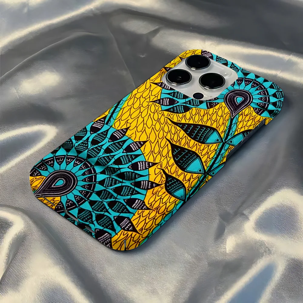 African style fabric print Phone Case for iPhone 16 15 14 13 12 11 Pro Max X XS XR XSMax 7 8 Plus Glossy Film Hard PC Cover