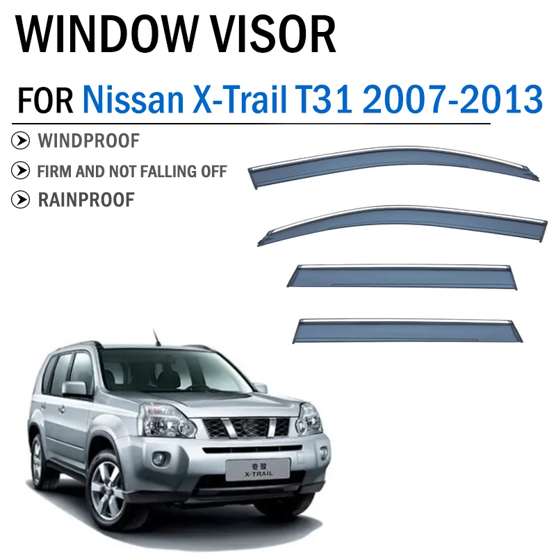 

2007-2013 FOR NISSAN X-Trail T31 Window Visor Deflector Shade Sun Rain Guard Smoke Cover Shield Awning Trim Car Accessories