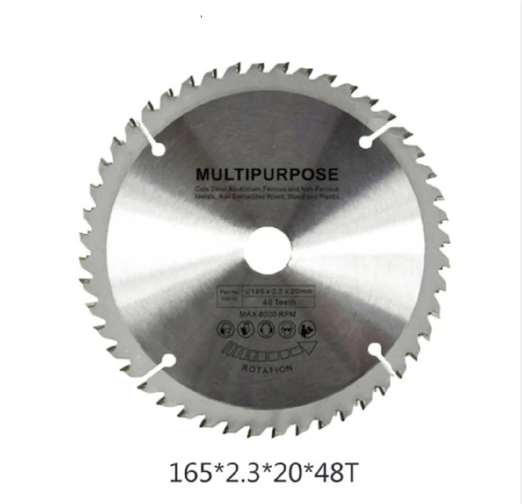 Pisau Pemotong Logam 165Mm × 2.3 Mm × 20 Mm × 48T Pisau Gergaji Bundar Karbida untuk Cakram Pemotong Logam Baja Besi Aluminium