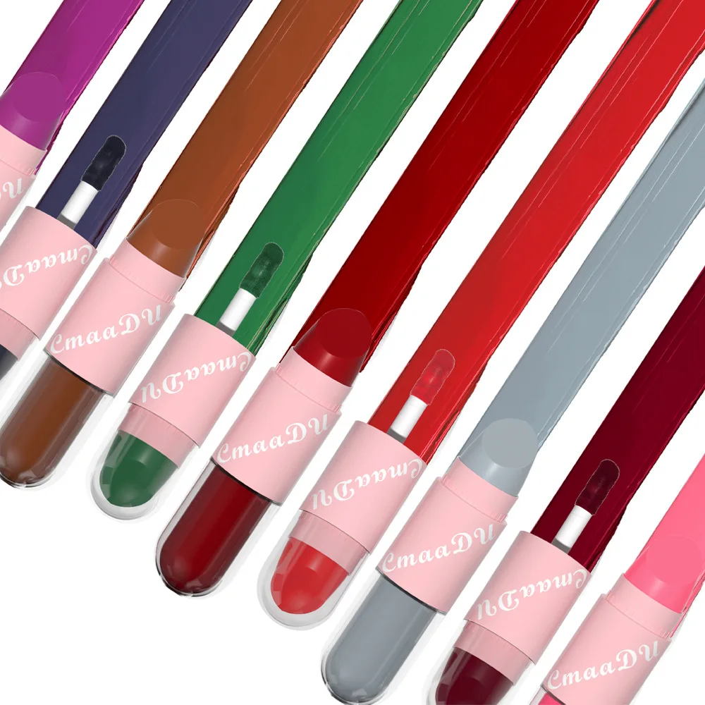 Juego de brillo de labios de doble punta, 6 uds., acabado mate y brillante, resistente al agua, de larga duración para uso diario y regalo navideño, belleza