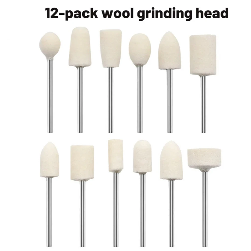 12Pcs 2.35mm Wool Engraver Abrasive Tools Polishing Buffing Wheel Grinding Head Tool Accessories Woodworking Tools Herramientas