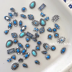 20OPCS Retro 3D Antique Silver Nail Art Charms Accessories Parts For Bohemian Nails Decoration Design Supplies Manicure Material