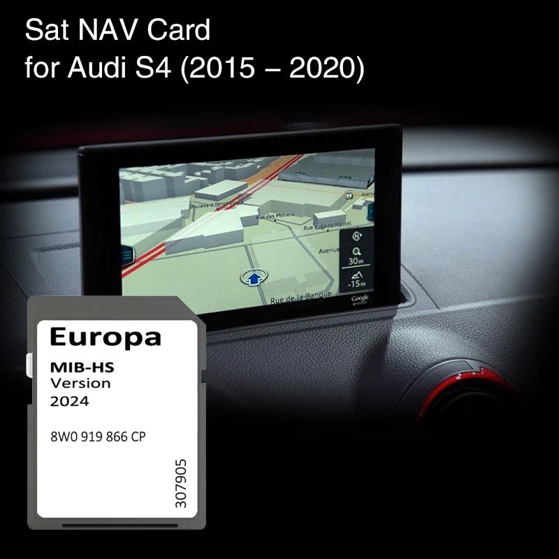 

2024 Update Europe UK Maps 8W0919866CP for Audi S4 2015-2020 Vehicle SD GPS Card 16GB MHS2 MIB-HS Navigation