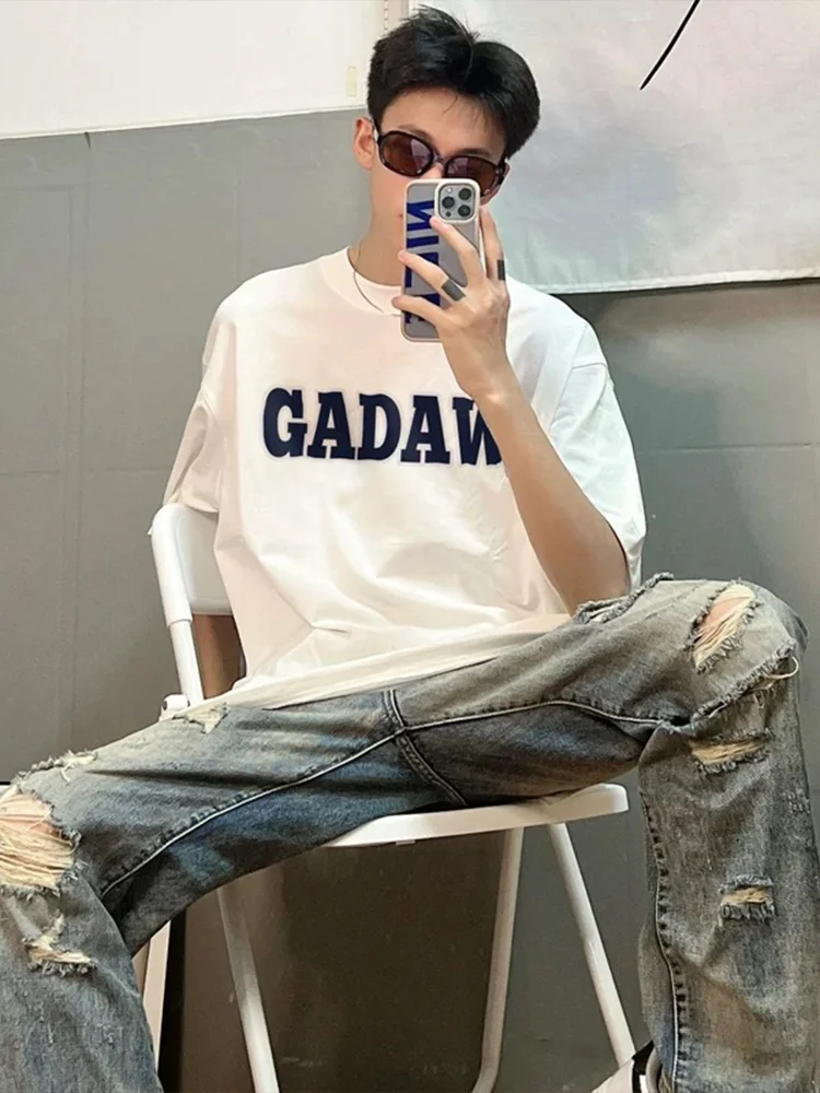 

American Letter Print T-shirt Men Summer 2025 New 100% Cotton Fashion Short Sleeve T-shirt Casual Gym Sport Y2k Top Men Clothing