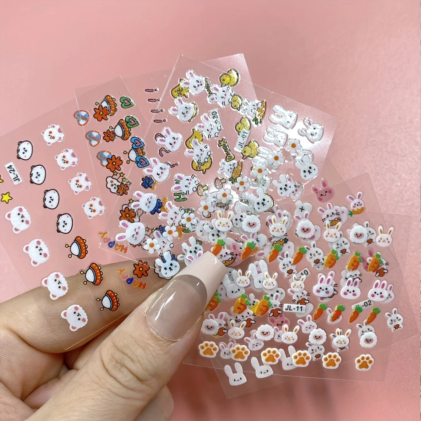 30pcs 3D Cartoon Animal Nail Art Stickers&Decals,Glossy Glitter Finish Plastic Nail Embellishments,Single Use Irregular Shape