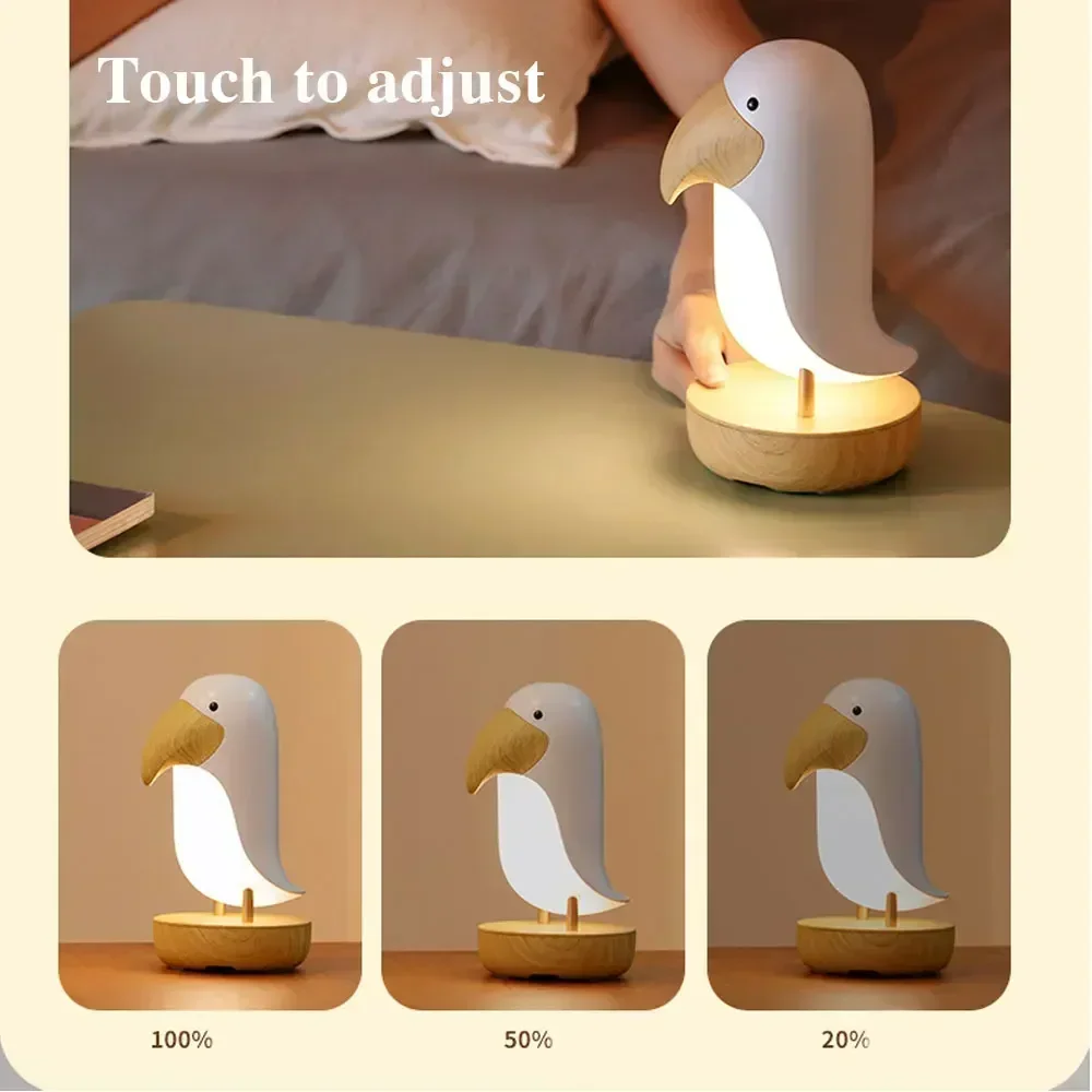 

Cute Bluetooth LED Night Light 2 in 1Toucan Bird wireless Bluetooth Speaker USB Bedroom Table Lamp Dimmable Home Lighting