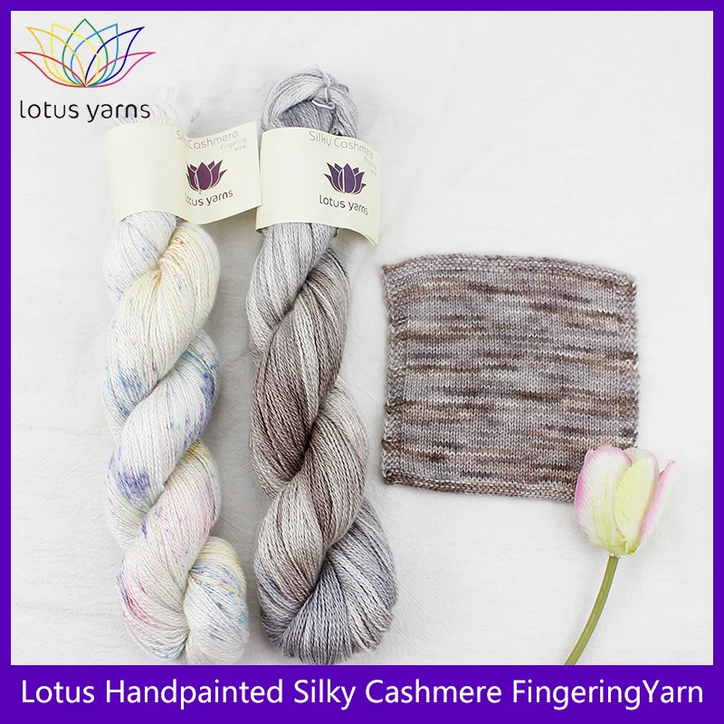 Lotus Handpainted silky cashmere fingering   Hand-knitted Yarn Scarf  Hand-Weaving Thread Yarns