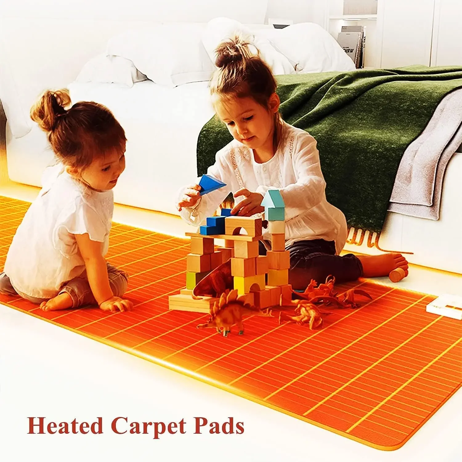 Vintage Electric Heated Carpet, Heated Floor Mat with Timers & Temperature Adjustable, Foot Warmer Under Desk, Instant Warmth El