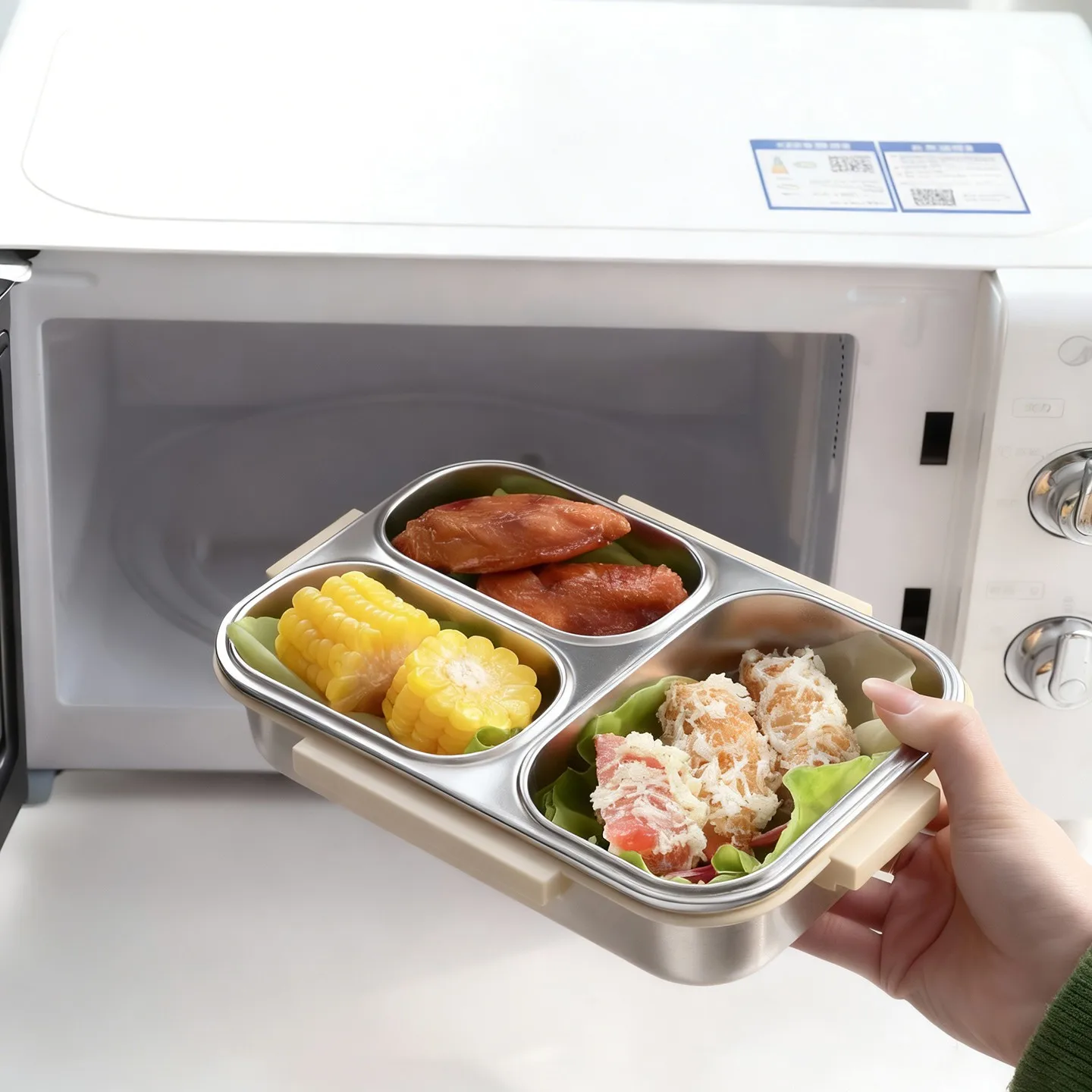 Large Capacity Cartoon Children Lunch Box With Handle Portable Leak Proof 304 Stainless Steel Divided Food Container Heatable view 4