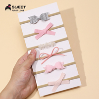 6Pcs/set Girl Hair Soft Nylon Elastic Rubber Bands Hair Bows Bowknot for Newborn Baby Infant Kids Baby Accessories Headwear