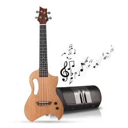 Electric Ukulele Silent Guitar Tenor 26 Inch  Mini Full Solid Mahogany Connect Headphones Amplifiers 4 Strings Bluetooth Travel