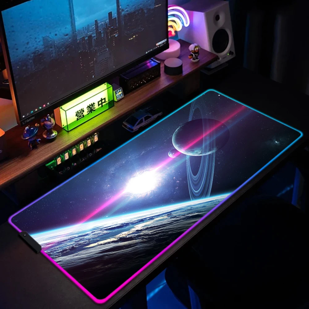 USB-powered LED controller on side of mouse pad