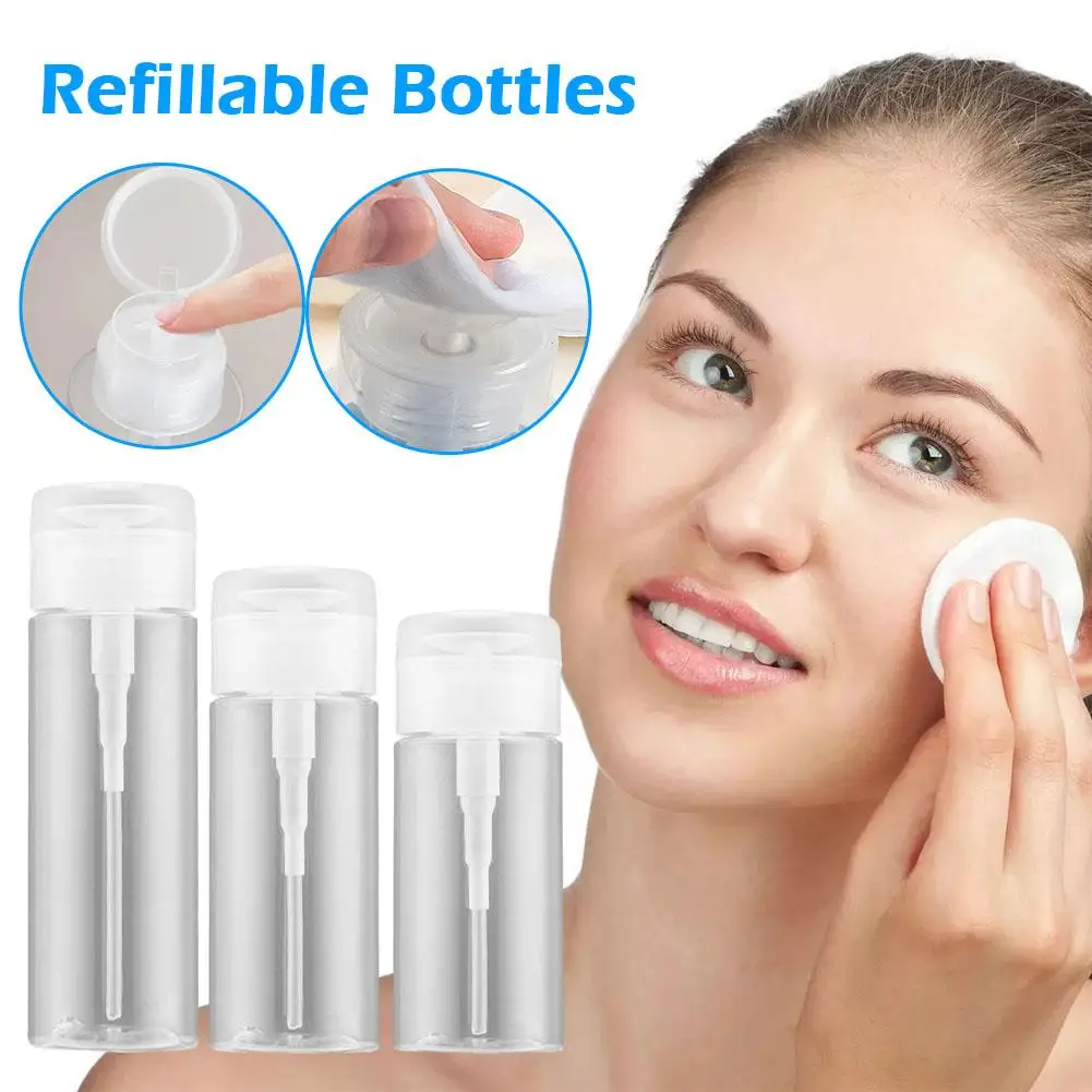 Botellas rellenables de 100/120/300ml, dispensador de presión vacío, removedor de maquillaje y manicura, limpiador de esmalte de uñas artístico, también H4C5