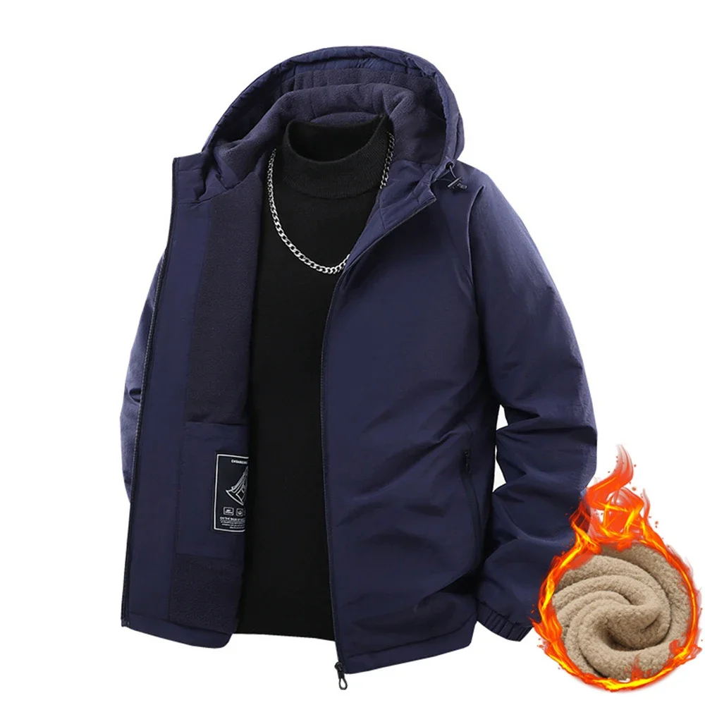 

Осень-зима, мужская рабочая одежда на флисовой подкладке с капюшоном, куртка 2024, уличное тактическое спортивное пальто, мужское утолщенное теплое пальто-карго в стиле милитари