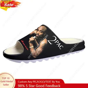 2Pac Tupac All Eyez on Me Soft Sole Sllipers Mens Womens Teenager Home Sandals Step on Customize Bathroom Beach Slides Shoes