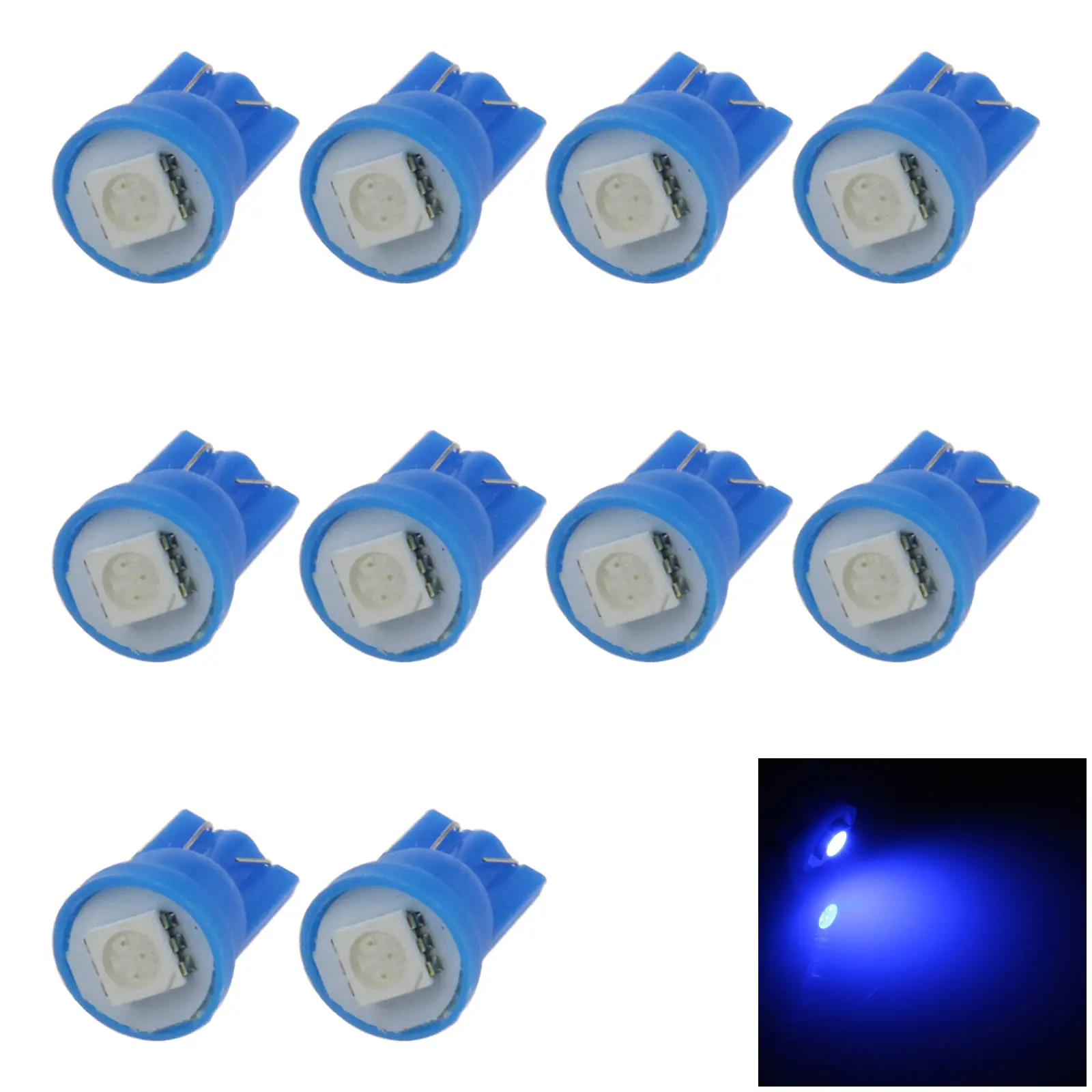 

10x Blue Auto T10 W5W Interior (Map/Dome) Light 1 Emitters 5050 SMD LED 184 192 193 A001-B