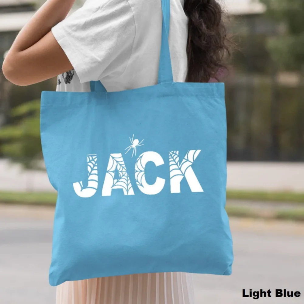 حقيبة الهالوين الشخصية، حقيبة علاج الاسم المخصص، هدايا شخصية، حقيبة حمل قماشية، هدية لحقيبة الهالوين، هدية الهالوين