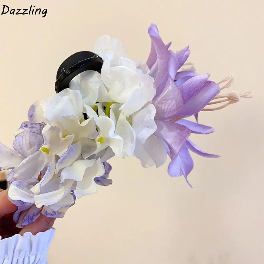 

Sweet Simulation Flower Hair Claw Seaside Vacation Headwear Ponytail Clip Bohemia Barrettes Cloth Elegant Hair Crab Clip