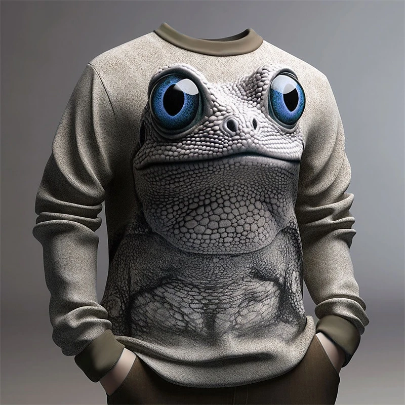 Funny Frog Pattern Sweatshirts Fashion Spring Autumn Long Sleeve 3D Cute Animals Printed Pullovers Casual Loose Catch Eyes Tops