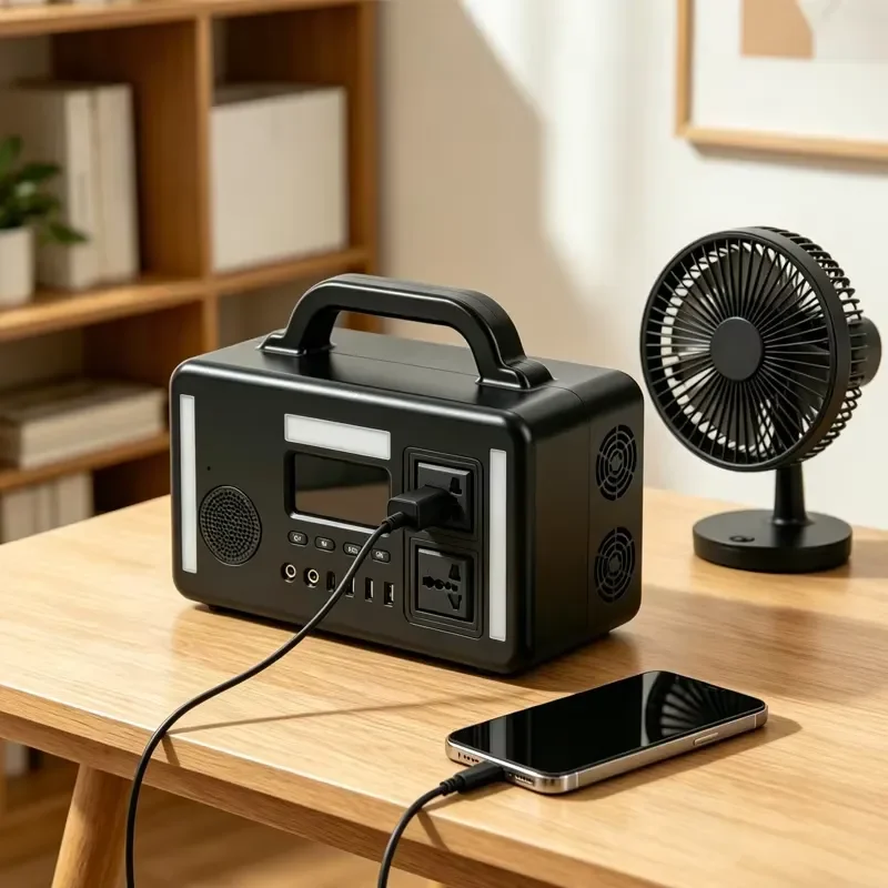 Black Multifunction Mobile Power Supply Energy Storage Battery Lifepo4 Portable Power Station for Mountain Camping