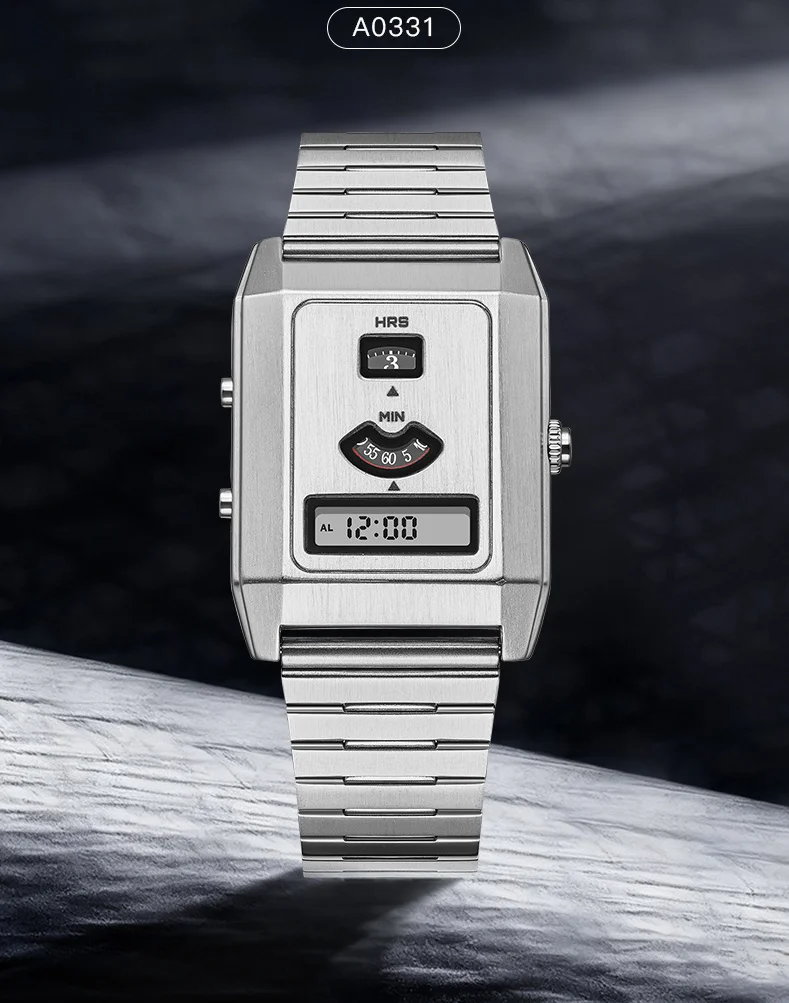 2026 Fashion Men's Square Quartz Watch Waterproof Dual Display SUGESS Trendy Wristwatch for Men