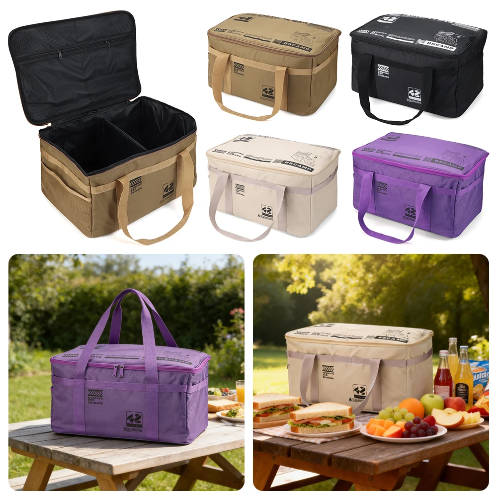 

Сумка для хранения для кемпинга 42 л/30 л, вместительная водонепроницаемая сумка для пикника с отделениями, из ткани Оксфорд 600D, сумка для хранения в багажнике